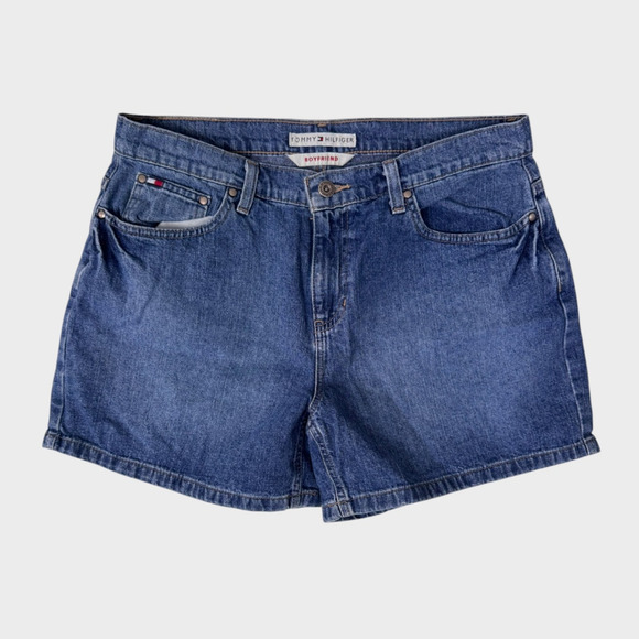 Tommy Hilfiger Boyfriend Blue Denim Vintage Jean Shorts Womens Size 12 - Picture 1 of 8